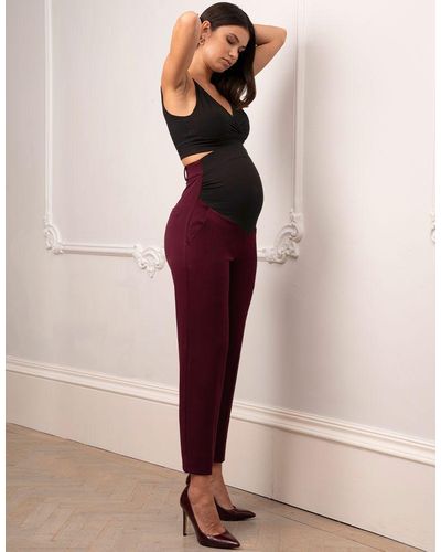 Seraphine Tapered Plum Maternity Pants - Pink
