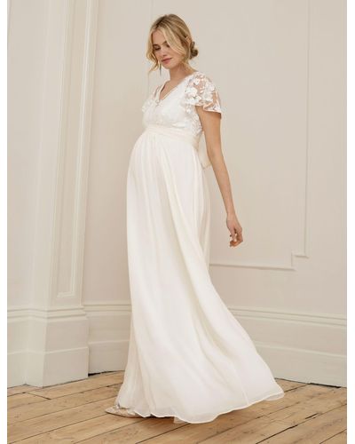 Seraphine Ivory Lace & Silk Chiffon Maxi Maternity & Nursing Bridal Gown - White