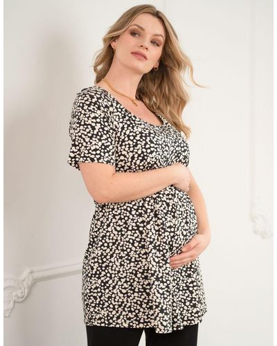 Seraphine Curve Printed Jersey Maternity & Nursing Tunic - Multicolor