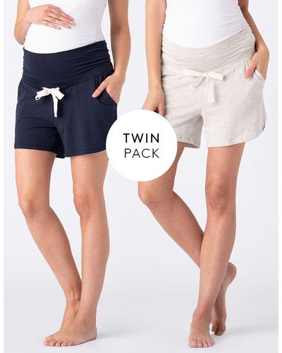Seraphine Two Pack Essential Jersey High Waist Maternity Shorts - Multicolor