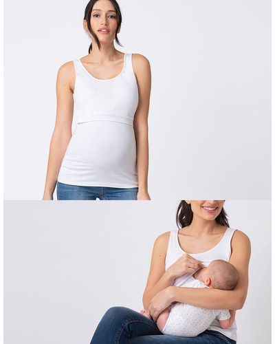 Seraphine White Maternity & Nursing Tank Top