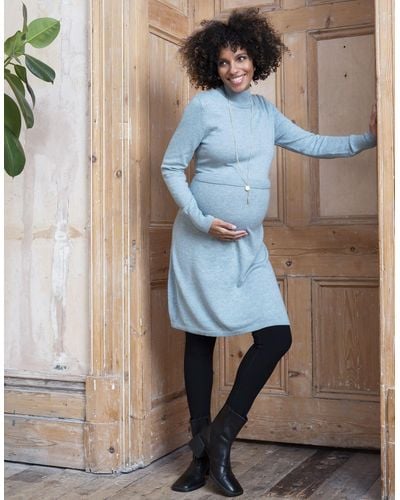 Seraphine Sage Wool Blend Maternity & Nursing Sweater Dress - Multicolor