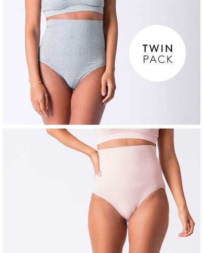 Seraphine Post Maternity Shaping Panties – Gray & Blush Twin Pack