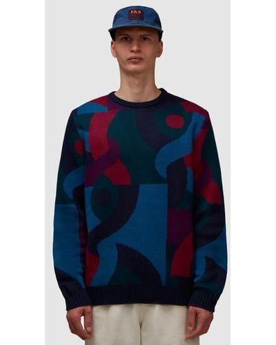 Parra Knotted Knitted Pullover Sweater - Blue