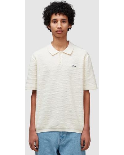 Dime Wave Cable Knit Polo Shirt - White