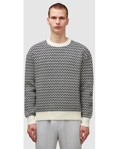 Lanvin Curb Chevron Knit Sweater - Gray