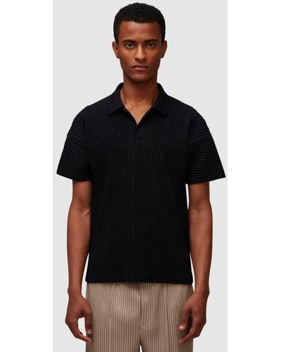 Homme Plissé Issey Miyake Basic Pleats Polo Shirt - Black