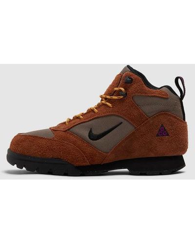 Nike Acg Torre Mid Canvas And Suede Hiking Boots - Brown