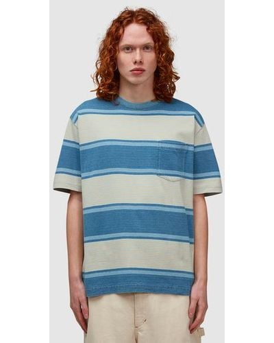 Beams Plus Striped Pocket T-shirt - Blue
