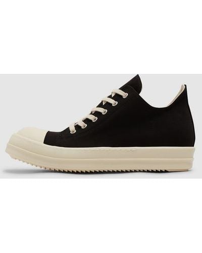 Rick Owens Low Sneaks Trainers Black In Cotton