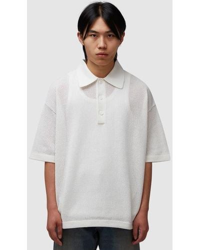 MKI Miyuki-Zoku Looose Gauge Polo Shirt - White
