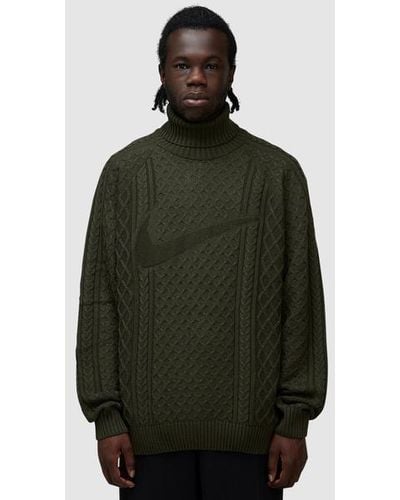 Nike Life Cable Knit Turtleneck Sweater - Green