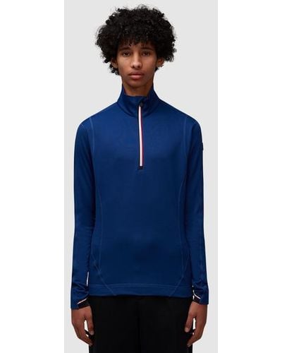 Moncler Base Layer Polo Neck Sweatshirt - Blue