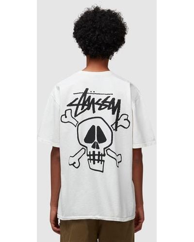 Stussy Skull & Bones Pigmented Dyed T-shirt - Natural