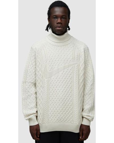 Nike Life Cable Knit Turtleneck Sweater - White