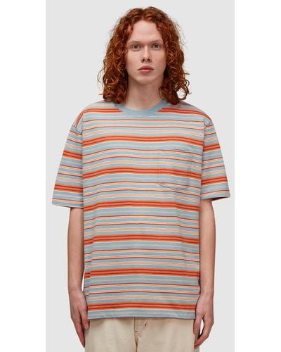 Beams Plus Striped Pocket T-shirt - Brown