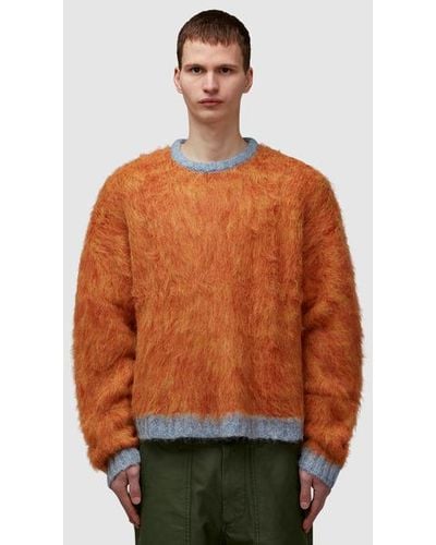Brain Dead Marled Alpaca Crewneck Sweater - Orange