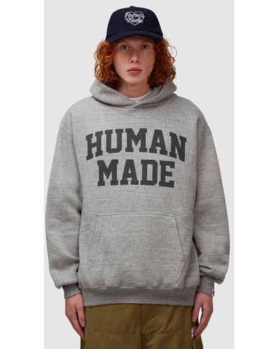 Human Made Logo Printed Hoodie - Grey