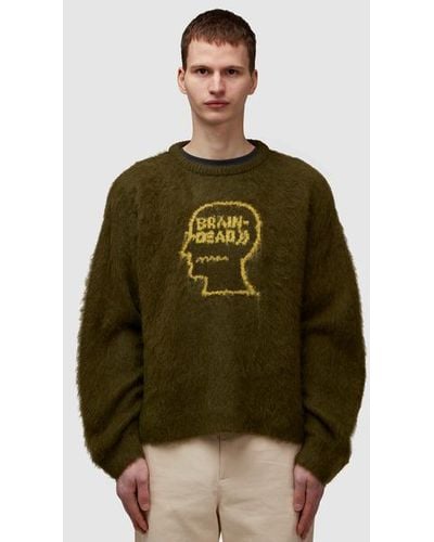 Brain Dead Uni Logo Head Knit Sweatshirt - Green