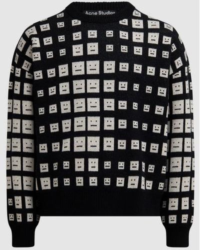 Acne Studios Kick Optical Face Knitted Sweater - Black