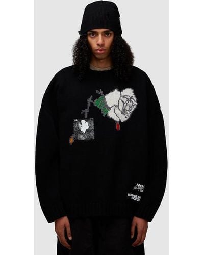 Undercover Rose Knitted Sweater - Black