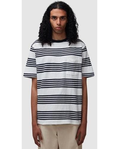 Beams Plus Striped Pocket T-shirt - Blue