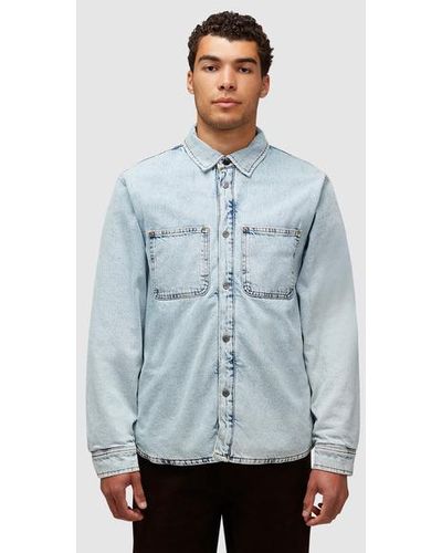 Stussy Sherpa Lined Denim Shirt in Blue for Men | Lyst