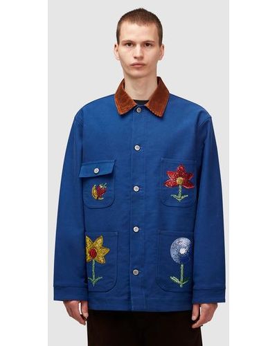 Sky High Farm Embroidered Workwear Denim Chore Jacket - Blue