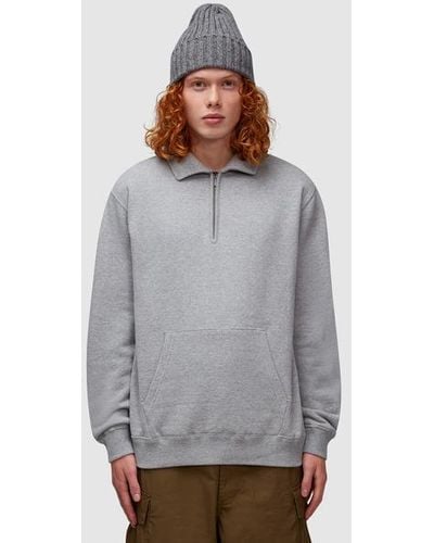 Beams Plus Half Zip Sweatshirt - Grey