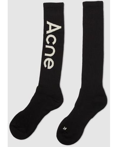 Acne Studios Long Rib Logo Sock - Black