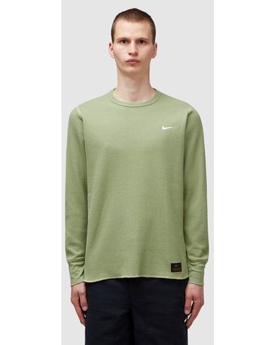 Nike Life Heavyweight Waffle Long Sleeve Top in Green for Men
