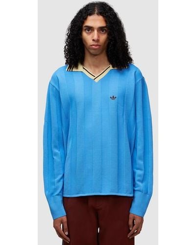 adidas Originals Knit Football Long Sleeve T-shirt - Blue