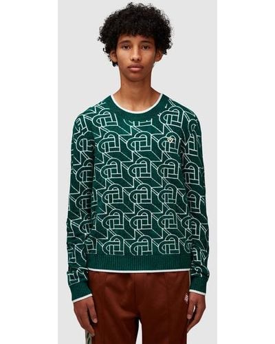 Casablancabrand Heart Monogram Knitted Jumper - Green