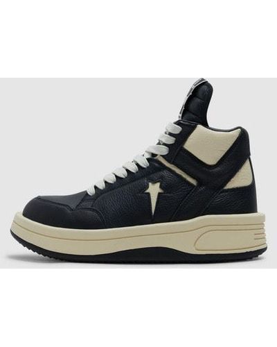 Rick Owens X Converse Turbowpn Branded Leather High-top Trainers 7. - Black