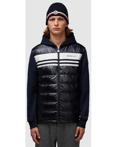 Moncler Zip Hooded Padded Cardigan - Blue