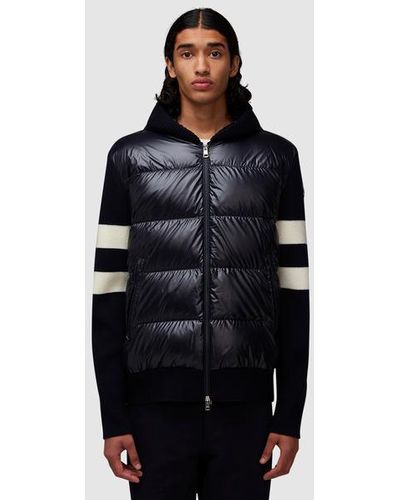 Moncler Padded Striped Sleeve Cardigan - Blue