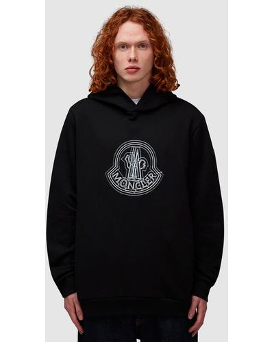 Moncler Embroidered Logo Hoodie - Black