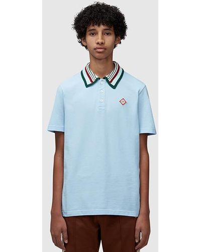 Casablancabrand Striped-collar Regular-fit Organic-cotton Piqué Polo Shirt - Multicolour