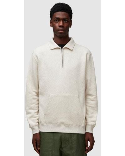 Beams Plus Half Zip Sweatshirt - White