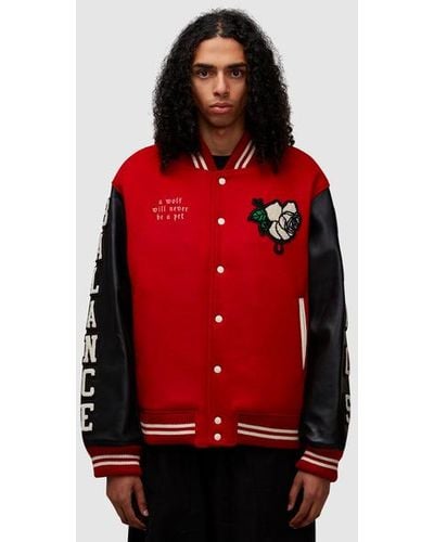 Undercover Wolf Rose Varsity Jacket - Red