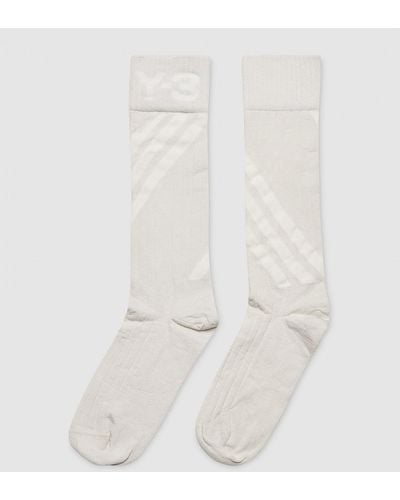 Y-3 Stripes Socks. - White