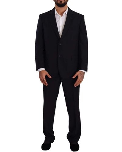 Domenico Tagliente Blue Polyester Single Breasted Formal Suit - Black