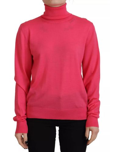 DSquared² Solid Long Sleeve Turtle Neck Casual Jumper - Red