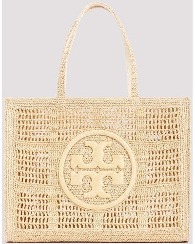 Tory Burch Natural Brown Straw Paper Ella Hand Crocheted Tote