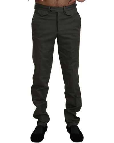 Bencivenga Green Cotton Straight Fit Trousers - Black