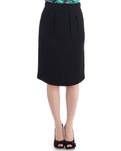 Cavalli Wool Pencil Skirt - Black