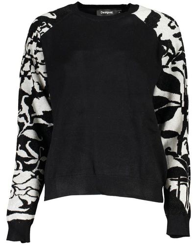 Desigual Chic High Neck Sweater With Contrast Details - Black