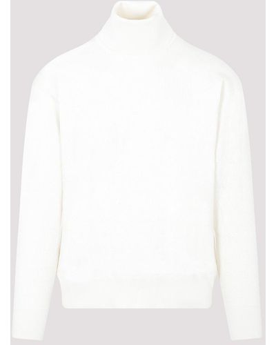 Bally Bone White Wool Turtleneck Sweater