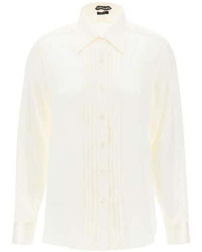 Tom Ford Silk Charmeuse Blouse Shirt - White