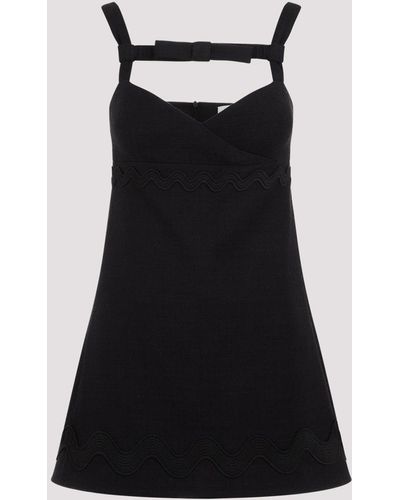 Patou Black Contrasted Braid Bow Cotton Mini Dress